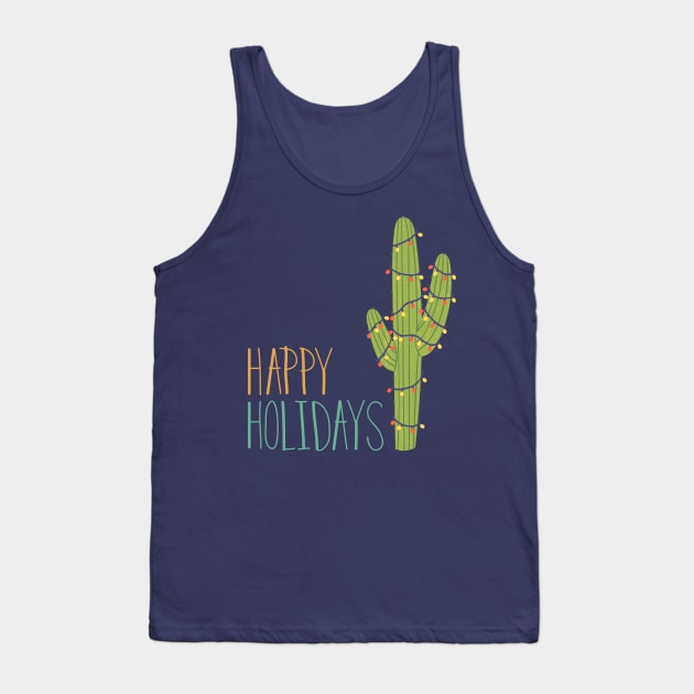 Happy Holidays Cactus Tank Top by Life Happens Tee Shop